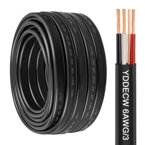 6/3 NM-B Wire with Ground - 50FT 6 Gauge Non-Metallic Sheathed Cable Pure Copper 6 AWG 3 Conductor Residential Indoor Wire for Outlets, Switches and Other Loads etc.