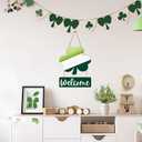 2 x St Patricks Day Wreath St Patricks Day Door Decorations Shamrock Wreath Wooden Shamrock Front Door Hanger Welcome Sign for Porch Wall Indoor Home Decor