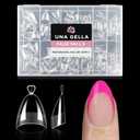 UNA GELLA Almond Gel Nail Tips Short: Half Cover Almond Shape Nail Tips Matte 216pcs Clear Gelly Tips for Saving Nail Extension DIY Nail Art, Self-handle 12Sizes