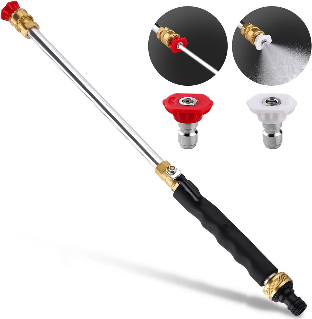 Animgrth 2025 Upgraded Jet Nozzle Power Washer for Garden Hose, Includes 2 High-Pressure Nozzles and Quick Connectors | Hydro Jet High Pressure Washer Tools (Black)