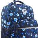 J World Sunrise Kids Rolling Backpack for Girls Boys. Roller Bookbag With Wheels For School, Night Bloom, 18"