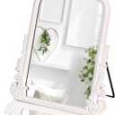 11.8" x 9.6" Small White Arched Vanity Mirror, Vintage Makeup Mirror Baroque Style Arendahl Carved Mirror with Frame for Desk Decorative Table Aesthetic for Dresser,Bedroom,Living-Room