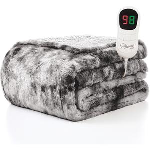 Homemate Electric Heated Blanket Full Size - 72"x84" Heating Blanket Full Size 1/2/4/6/8 Hours Auto-Off 10 Heat Level Over-Heat Protection Luxury Faux Fur Sherpa ETL Certification