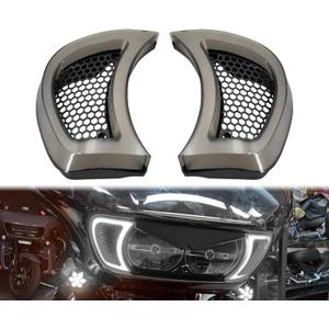 HDBUBALUS Motorcycle Headlight Vent Accent Turn Signal LED Indicator Side Lights For Harley Road Glide FLTRX 2015-2023 (Smoke Lens)