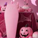 Liliful Halloween Cemetery Pop up Coffin with Lid, 60 Inch Collapsible Scary Fake Fabric Coffin Prop Life Size, for Graveyard, Halloween Decoration, Lawn, Party (Pink,Lifelike)