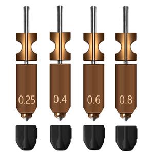 2.0 Version Integrated Adventurer 5X Nozzle Kit(0.25mm, 0.4mm, 0.6mm,0.8mm) for Flashforge AD5X 3D Printer Extruder Heating Block Component with 4 Silicone Socks