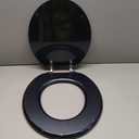 Round Toilet Seat Wood Toilet Seat Prevent Shifting with Zinc Alloy Hinges American Standard Size Toilet Seat Easy to Install also Easy to Clean(Round,Sparkling Black) (Navy Blue)