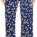 HUE womens Basic Printed Knit Capri Pajama Sleep Pant, Made With Temperature Control Technology (Large, Medieval - Beach Chair)