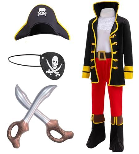 bibeikele Pirate Costume for Kids Cosplay Pirate Role Play Dress Up Halloween Costume 10-12 Years, XXL