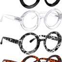 LUR Oversized Round Reading Glasses for Women - 4 Pack Ladies Readers Large Frame +1.50