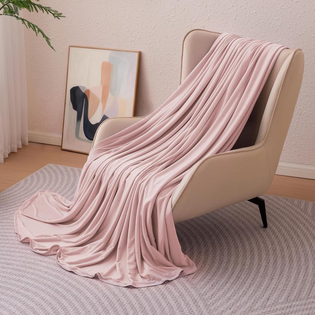 Amazon Basics Cooling Blanket for Hot Sleepers, Reversible Lightweight Thin Throw Blanket for Bed, Couch and Sofa, King (90" x 108"), Pink
