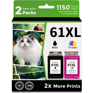 61XL Ink Cartridge Replacement for HP 61 XL(Black Color Combo Pack) for HP61 HP61XL for 4500 5530 4630 2540 4502 2542 4635 5535 4501 3050 2541 3510 2514 3512 1000 1010 1510 Printers