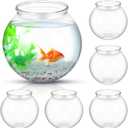 Mifoci 6 Pcs Fish Bowl Plastic Fish Tank Clear 100 oz Goldfish Bowl Multipurpose Round Desktop Aquarium Transparent for Home Office Goldfish Turtle Candy Party Favors, 7.09 x 6.3 Inch