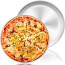 TeamFar Pizza Pan, 13.4 inch Stainless Steel Pizza Pan Set Large Pizza Oven Pans Tray for Baking Serving, Healthy & Heavy Duty, Oven & Dishwasher Safe - 2 Piece