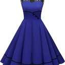 Bbonlinedress Women's 50s Vintage Floral Lace Retro Rockabilly Sleeveless Round Neck Cocktail Party Swing Dress, Size XL
