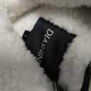 DIASHINY Women's Faux Shearing Fur Winter Coat Warm Thick Fur Lined Faux Leather Jacket (039 Black-White,S)