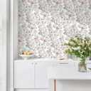 2 x Dimoon 78.7"x17.3" Vintage Wallpaper Floral Peel and Stick Wallpaper Boho Contact Paper White Pink Green Cute Flower Removable Wall Paper Renter Friendly Kitchen Shelf Bathroom Self Adhesive Vinyl