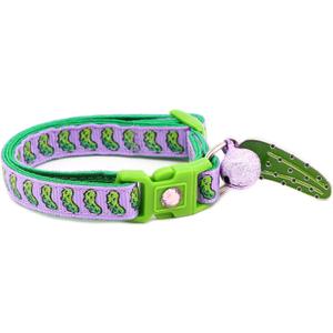 Pickle Cat Collar with Bell | Safety Breakaway Collar | Adjustable Large Size or Kitten Collar (Small(10lbs & Less), Purple)