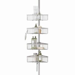 Shower Caddy Pole 4 Tier Adjustable Corner Rack Rust Resistant Satin Nickel Bath