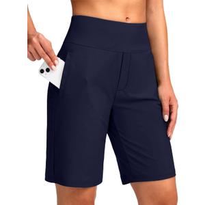 Viodia Women's 9" Long Swim Shorts Modest Swimsuits Bathing Suit Knee Length Bermuda Board Shorts for Women with Pocket (X-Large, Navy)
