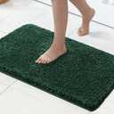 MIULEE Dark Green Bathroom Rugs, Soft Small Absorbent Microfiber Bath Rugs Non Slip Quick Dry Fluffy Bath Mats for Bathroom Floor Tub Showers, Machine Washable, 16x24 Inch