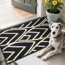 HDFK Door Mat, 30x17 Inch Black Slip-Proof Entry Rug for Muddy Paws - Heavy-Duty Washable Floor Mats for Indoor Outdoor, TPR-Backed Dirt Catcher for Pets & Porches