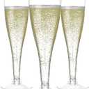 Prestee Set of 24 Clear Plastic Champagne Flutes - 4.5 oz Capacity Shatterproof Disposable Glasses - Suitable for Weddings, Cocktail Parties, and Outdoor Celebrations (24 Count (Pack of 1))