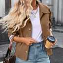 TITOMD Womens Cropped Trench Coat Spring Fashion 2026 Winter Jackets Lightweight Outfit Single Breasted Trendy Outwear (Dark Khaki, XL)