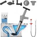 ROYAL Toilet Plunger, High Pressure Toilet Plunger,Toilet Auger Air Drain Blaster with Real-Time, Heavy Duty Plunger for Bathroom and Plumbing Clogs (Grey)