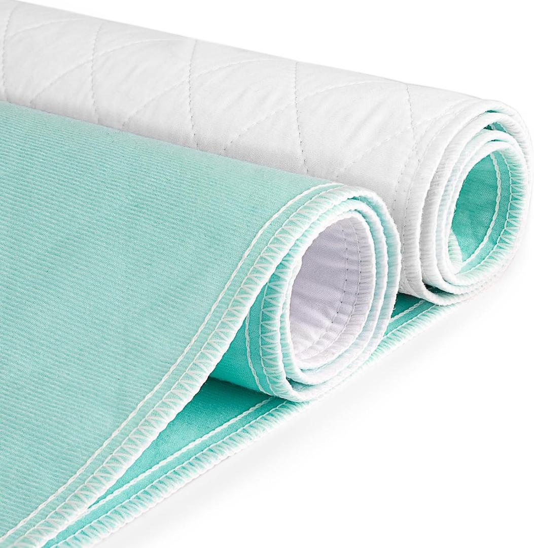 CoolShields Waterproof Bed Pads Incontinence Washable Reusable Bedwetting Mattress Protector Pad for Kids, Adults, Elderly, and Pets 34'' x 52'' (2 Pack)