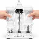 Double Baby Bottle Cleaning Brush Set with Suction Base - Cleans Two Bottles at Once - Includes Nipple Cleaner Brush - High Density Bristles, Dishwasher Safe - Baby Gift & Newborn Essential