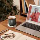 Cute Flower Coasters Set of 6 with Holder and Cork Base - 4in Absorbent Ceramics Coaster for Tabletop Protection Drink Coasters-Coffee Table Decoration,Home Decor-Housewarming Gifts for New Home