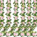 Sggvecsy 6Pcs 46.5Ft Artificial Rose Vine Fake Flower Garland Floral Garland Faux Silk Hanging Vine Rose Ivy Vines for Wedding Arch Party Wall Garden Ceremony Background Outdoor Decor (Pink)
