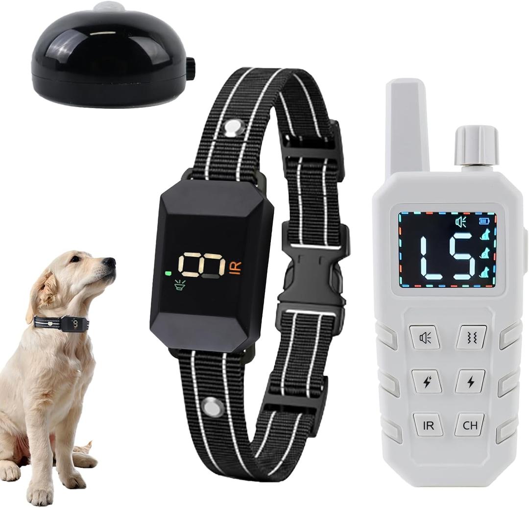 KIP Remote Dog Training Collar with Deterrent Device, IP67 Waterproof Shockproof E-Collar with 5 Training Modes, Rechargeable and Adjustable for Small, Medium and Large Dogs