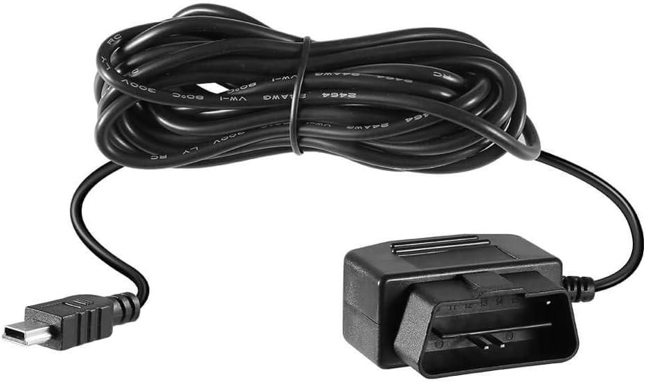 OBD2 OBD Power Cable for Dash Camera, MarsPro OBD to Mini USB OBDII Adapter Hardwire Charger Cable 24 Hours Surveillance and Acc Two Mode