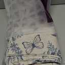 jinchan Floral Linen Curtains for Living Room 63 Inch Length Butterfly Blue Floral French Country Farmhouse Flower Patterned Drapes Back Tab Rod Pocket Set 2 Panels