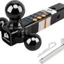 METOWARE Trailer Hitch Tri Ball Mount with 5/8" Hitch Pin, 1-7/8 Inch, 2 Inch and 2-5/16 Inch Tri Ball Hitch Fit 2 Inch Receiver, Hollow Shank Tow Hitch, Black