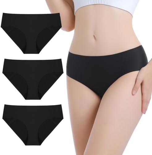 VOXSHE 3pk Incontinence Underwear for Women 100ml Absorbency Leak Proof Underwear for Women Washable Womens Incontinence Panties for Incontinence Postpartum Bladder Leakage Protective Briefs Black-S