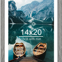 14x20 Picture Frame, Rustic Grey Wood Style - Display 14 x 20 Picture without Mat or 12x18 Picture with Mat, Wall Mounting Horizontal and Vertical