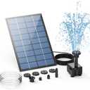 AISITIN 2.5W Solar Fountain Pump, DIY Outdoor Solar Water Fountain with 6 Nozzles and 4ft Water Pipe, Solar Powered Pump for Bird Bath, Ponds, Garden and Fish Tank Garden, Pond