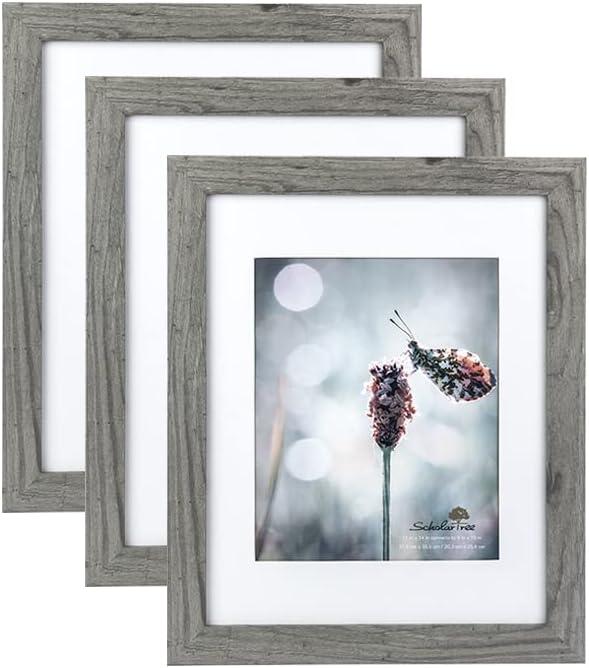 Scholartree Grey 11x14 Picture Frame set of 3,Display 11x14 without Mat or 8x10 with MatWall Gallery Photo Frames