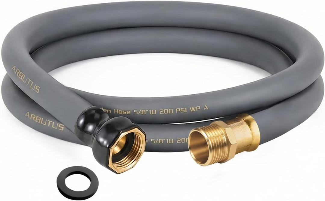 Garden Hose 5/8" x 10ft Brass Rubber Heavy Duty Water Hose 600 PSI Burst Pressure, Durable Flexible Hose for Yard, Car Wash, Pets Gray