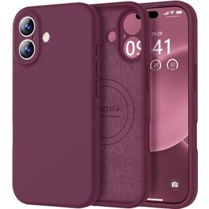 Vooii Magnetic for iPhone 17 Case, Compatible with Magsafe (Premium Liquid Silicone) (Integrated Camera Control Button) Full Body Protective Anti-Scratch Microfiber Lining 6.3", WineRed
