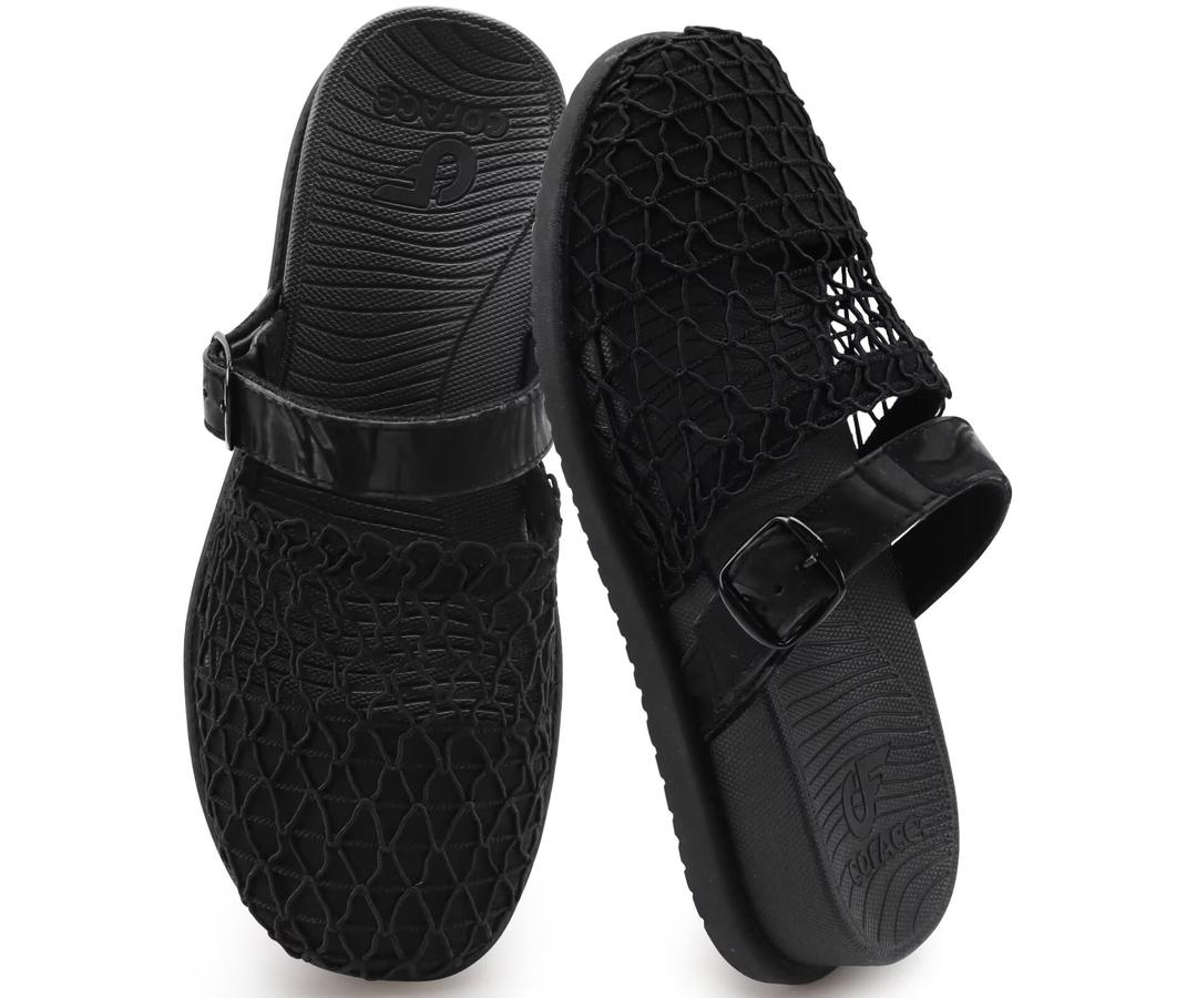 COFACE Orthotic Sandals For Women With Plantar Fasciitis Arch Support Ladies Breathable Mesh Mules Closed Toe Slip-on Loafers Slides Summer Outfits Platform Heel Cushion Office Clogs, (Black, US 10)