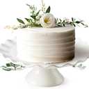 White Cake Stand, 10 Inch Cake Stands for Tea Party, Round Dessert Stand for 8 Inch Cake, Small Cake Plate Cupcake Stand for Dessert Table Display, Ruffle Trim