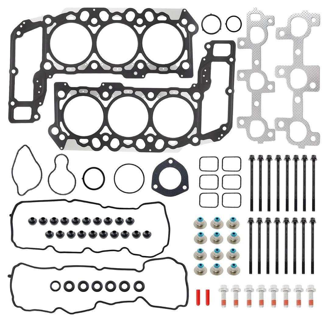 3.7 Cylinder Head Gasket Set with Bolts, Compatible with 2005-2013 Dodge Dakota Jeep Grand Cherokee Mitsubishi RAM 1500, Replaces HS26229PT-1 ES71129-1, Fits 3.7L V6 SOHC Engine