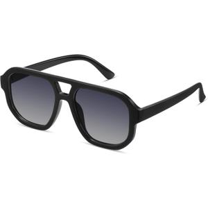 livho Trendy Polarized Square Aviator Sunglasses Women Men Square Eyewear Frame, Retro Sun Glasses for Women Men 2025 Shades (Vibrant Black/Grey)