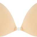 Niidor Sticky Bra Women's Strapless Backless Invisible Push up Silicone Bra with Nipple Covers (Nude Beige)
