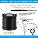String Light Hanging Kit,Guide Wire for Outdoor String Lights, Shade sail Hardware kit,with 164 Ft Nylon Coated Stainless Steel 304 Wire Rope