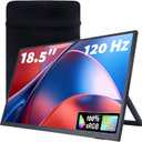 18.5 Inch Large Portable Monitor for Laptop, 120Hz 1080P FHD IPS Portable Travel Second Screen Display for/Phone/Xbox PS4/5, 100% sRGB, Dual Speakers, VESA & Storage Bag